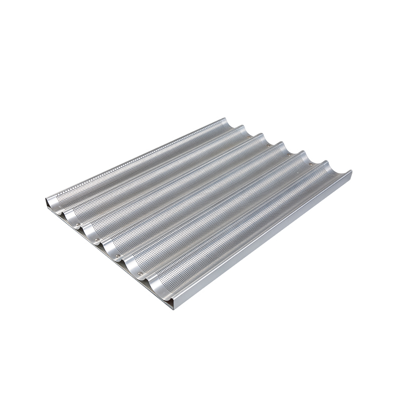 Molde para baguette perforado de aluminio para 6 panes